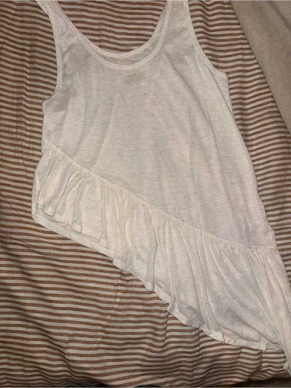 Free People White Ruffle-Trim Tank (NWOT)
